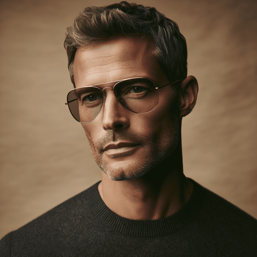 Portrait d'une personne portant des lunettes forme Aviateur