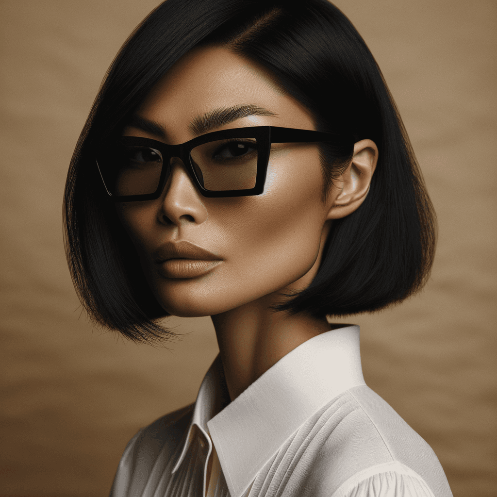 Portrait d'une personne portant des lunettes forme Carrée