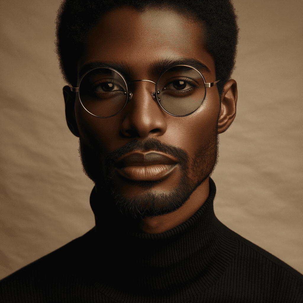 Portrait d'une personne portant des lunettes forme Ronde